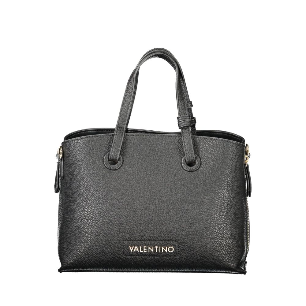 Mario Valentino Black Polyethylene Women Handbag with handles and removable strap, featuring a chic designer look and durable material.