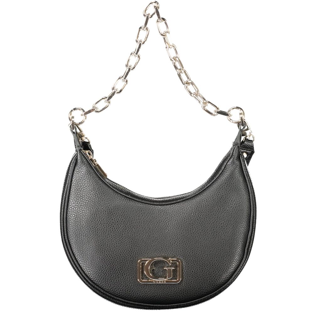 Guess Jeans Black Polyethylene Women Handbag with chain shoulder strap