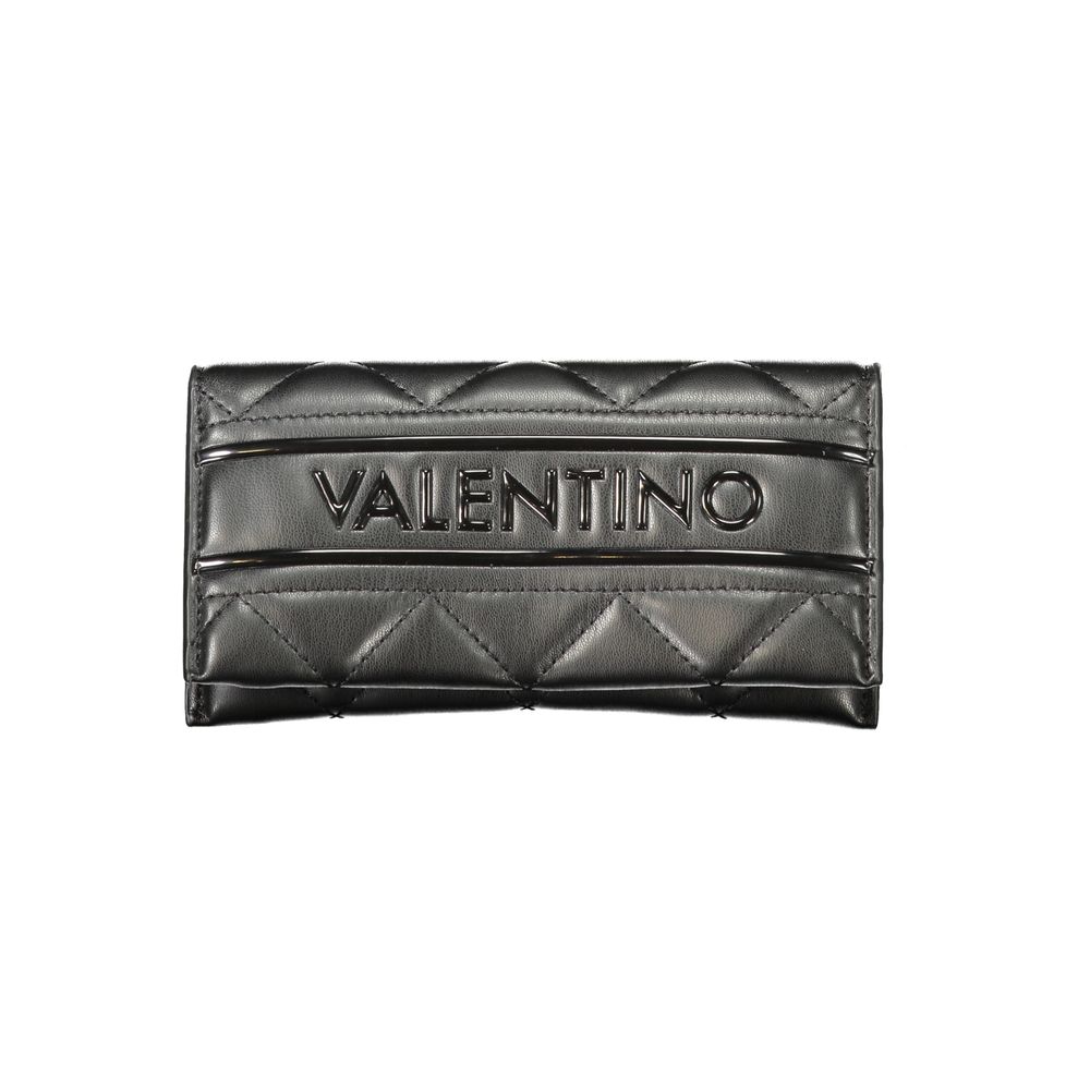 Mario Valentino Black Polyethylene Women Wallet - elegant black wallet with embossed logo and quilted design, ideal for fashion-conscious women.
