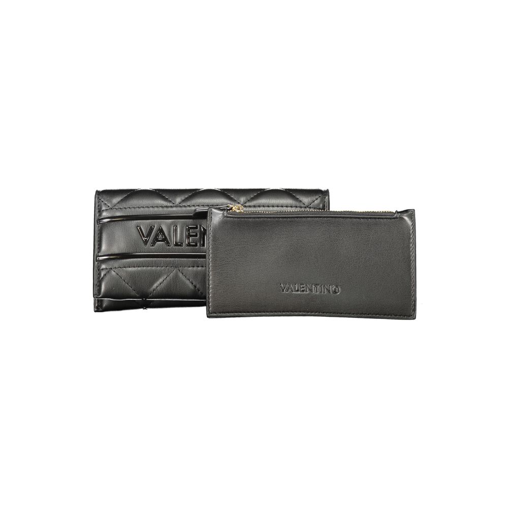 Mario Valentino Black Polyethylene Women Wallet with quilted design and zipper compartment