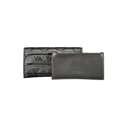 Mario Valentino Black Polyethylene Women Wallet with quilted design and zipper compartment