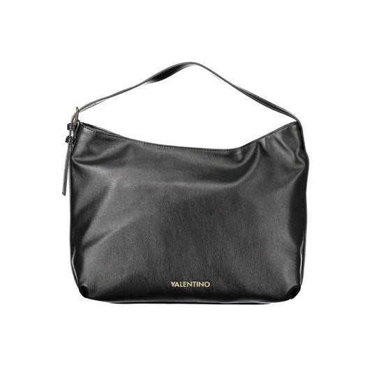 Mario Valentino Black Polyethylene Women Handbag with adjustable shoulder handle and Valentino logo