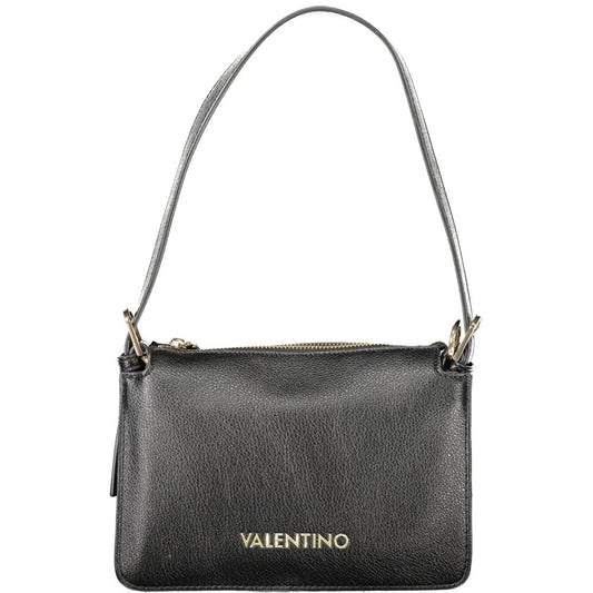 Mario Valentino Black Polyethylene Women Handbag with adjustable strap and zip closure showcasing luxury design.