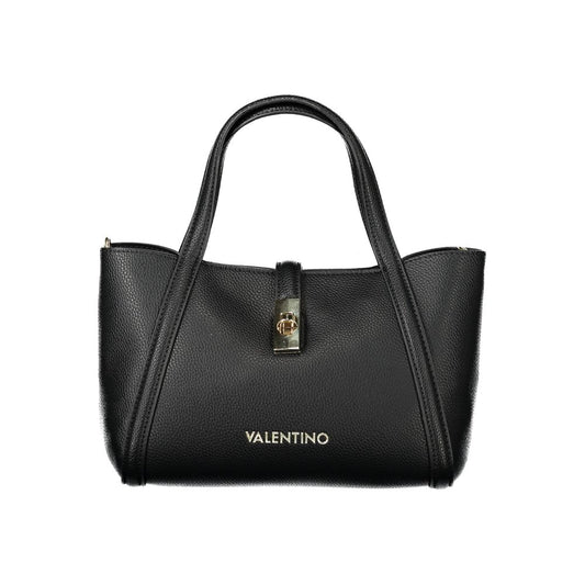 Mario Valentino Black Polyethylene Women Handbag with dual handles and detachable shoulder strap