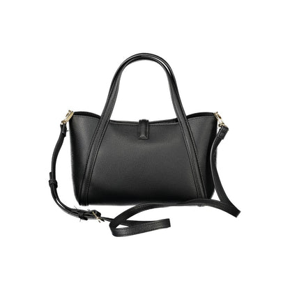 Mario Valentino Black Polyethylene Women Handbag with dual handles and detachable strap.