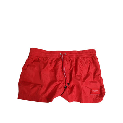Dolce & Gabbana Red Drawstring Beachwear Men Shorts Swimwear Dolce & Gabbana