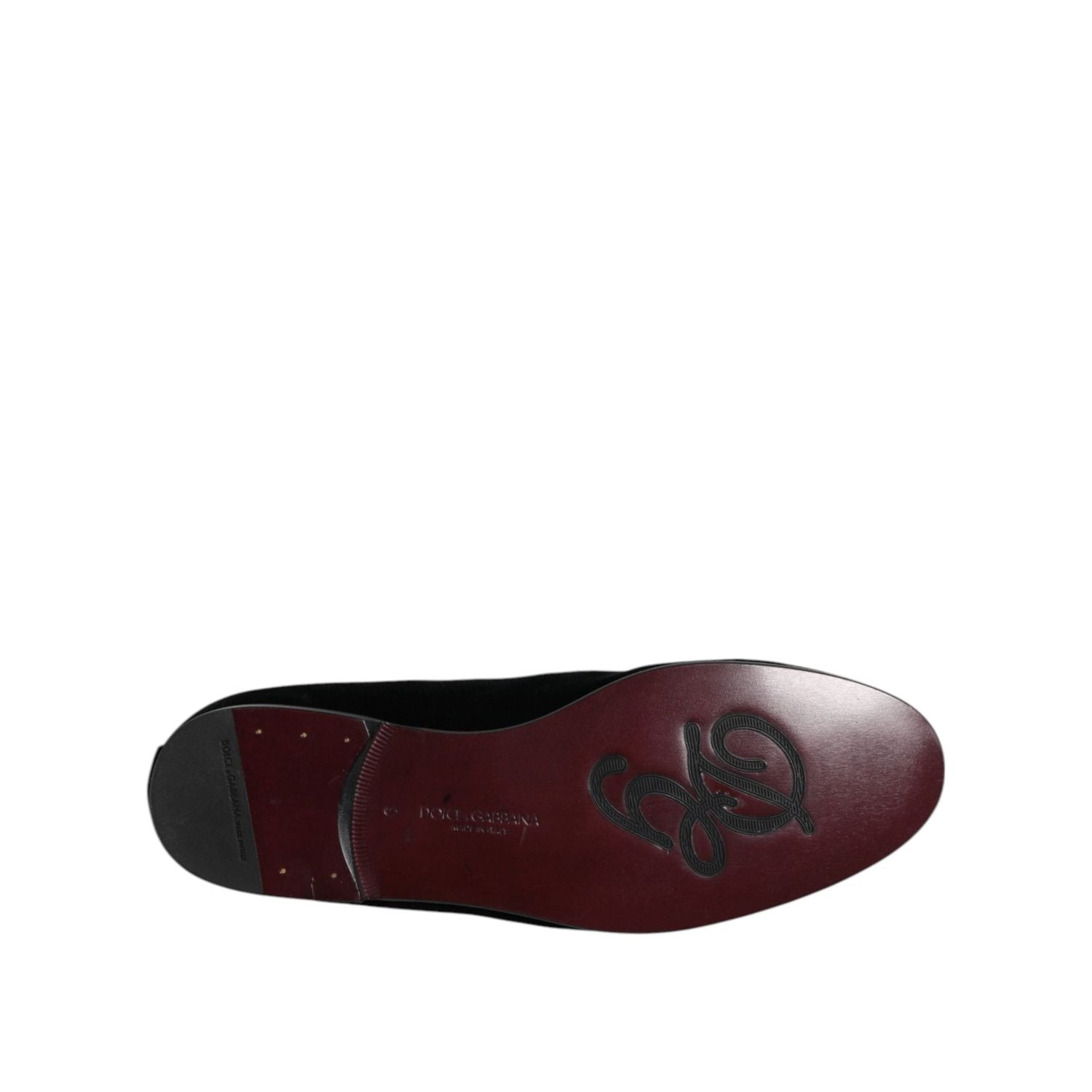 Dolce & Gabbana Black Velvet Embellished Loafer Slip On Shoes