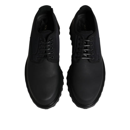 Dolce & Gabbana Black Leather Lace Up Trekking Dress Shoes