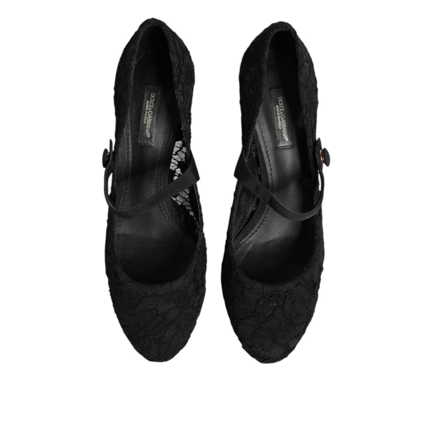 Dolce & Gabbana Black Mary Jane Taormina Lace Pumps Shoes