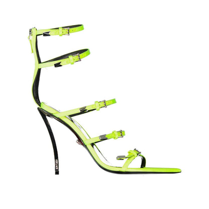 Versace Yellow Silk Stiletto Heel Sandals