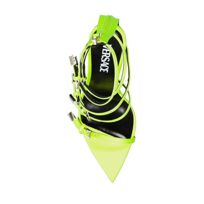 Versace Yellow Silk Stiletto Heel Sandals