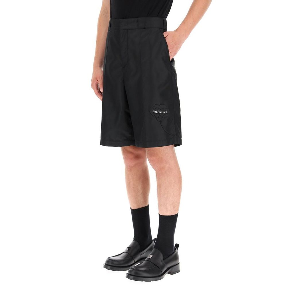 Valentino Black Nylon Bermuda Shorts