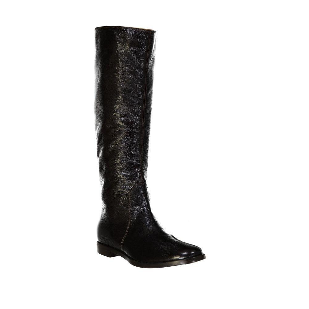 Sergio Rossi Black Calfskin Over The Knee