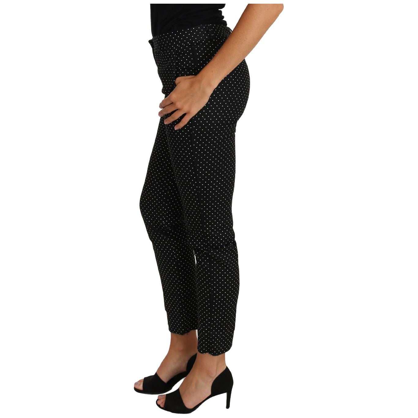 Dolce & Gabbana Black Dress Polka Dot Cropped Straight Pants Jeans & Pants