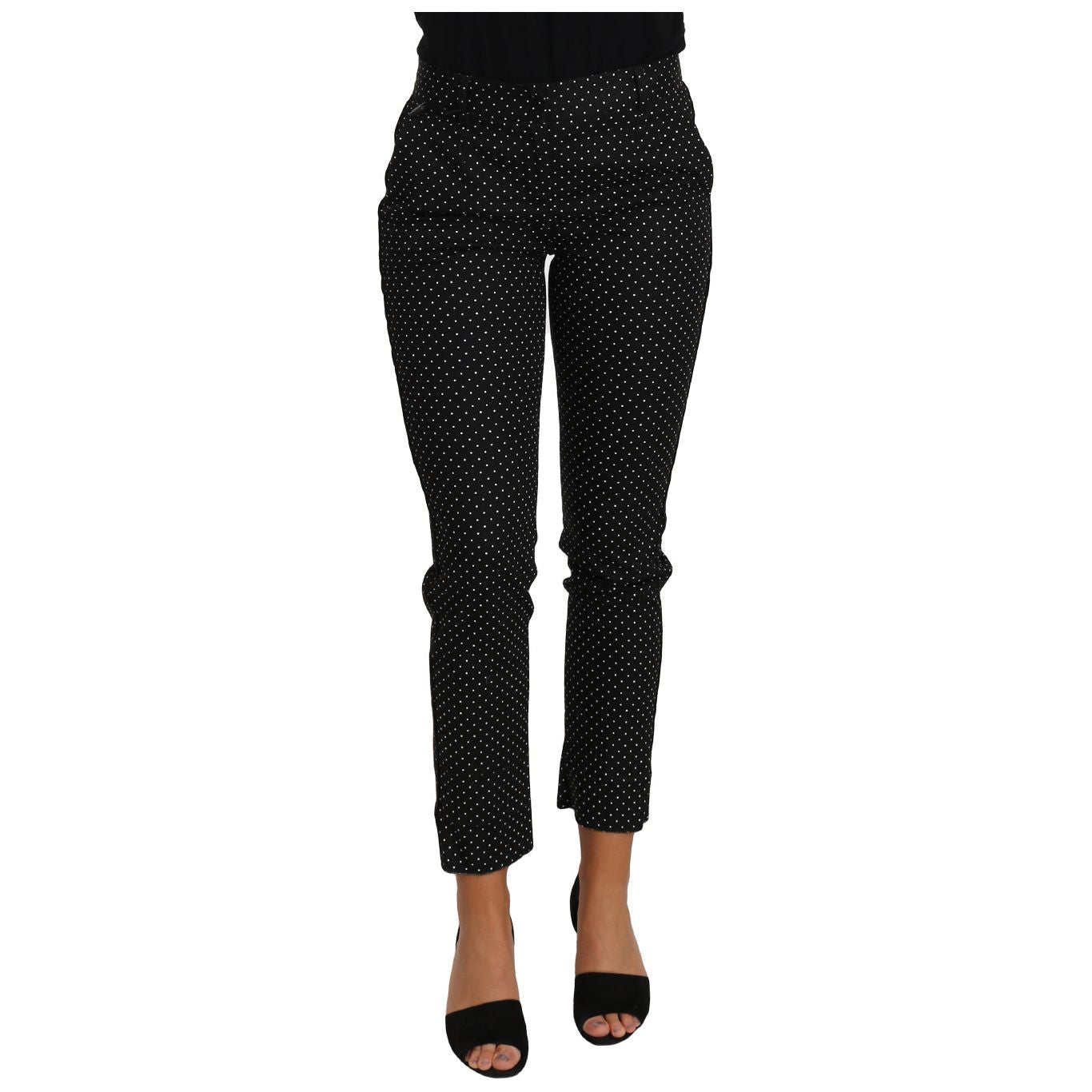 Dolce & Gabbana Black Dress Polka Dot Cropped Straight Pants Jeans & Pants