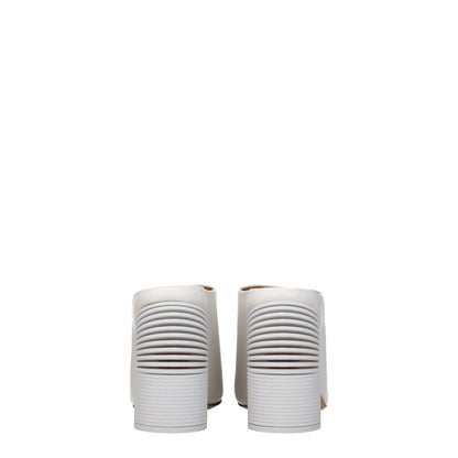 Back view of Off-White White Leather Platform Sandals with high heel and open toe design.