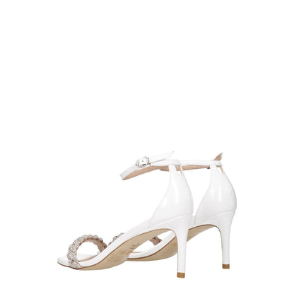 Stuart Weitzman White Leather Stiletto Heel Sandals