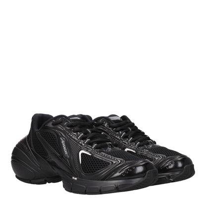 Givenchy Black Fabric Athletic Sneakers with lace-up closure, leather materials, rubber sole, and mid heels. Model BH008MH1FE001.