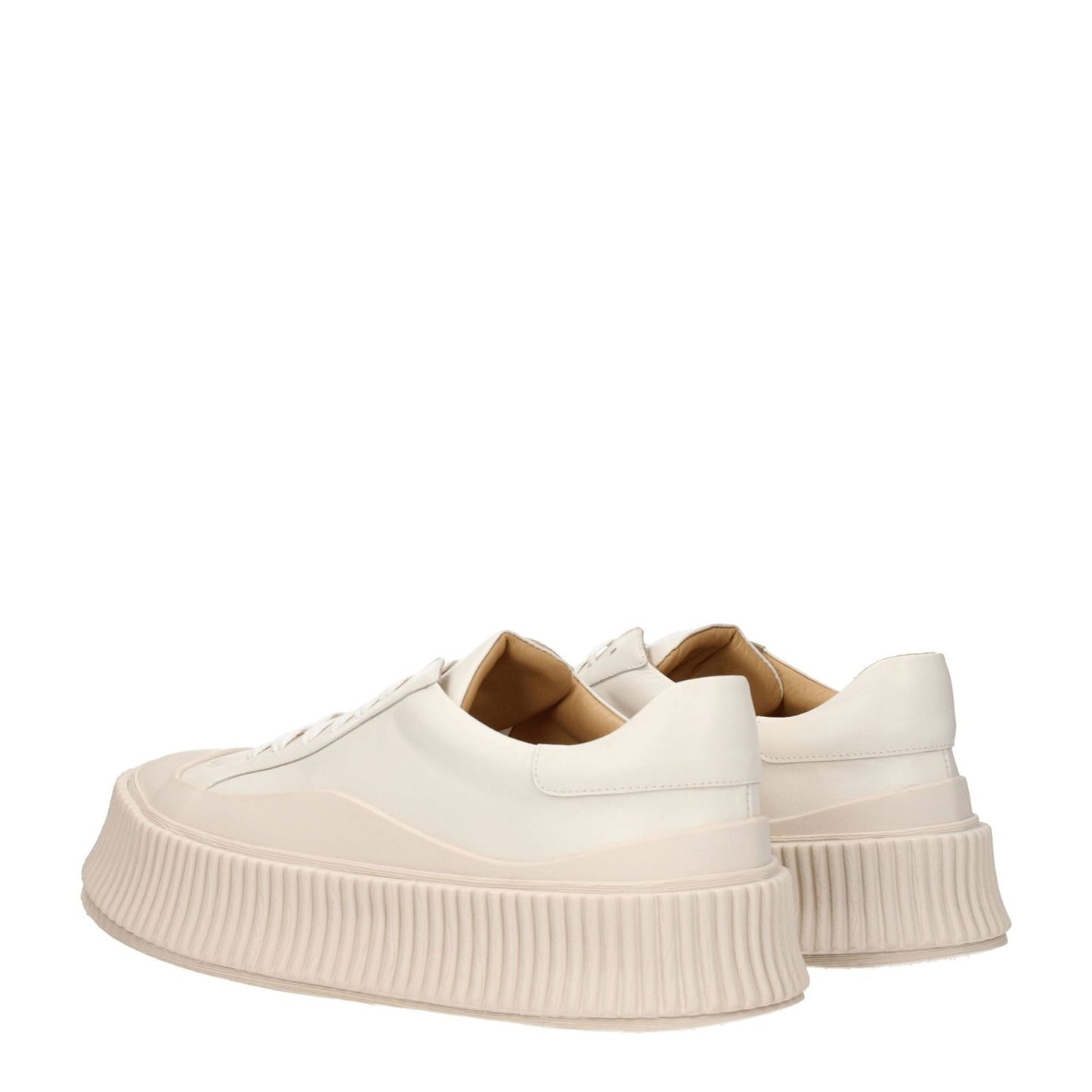 Jil Sander Beige Leather Platform Sneakers