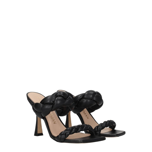 Stuart Weitzman Black Leather Stiletto Heels Sandals ST-8547354181897-EU37/US7