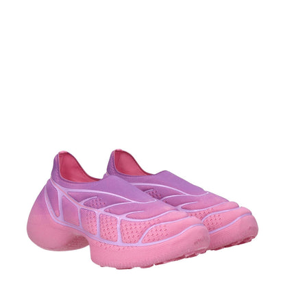 Givenchy Pink Fabric Sneakers with round toe and violet accents, featuring 3.5 cm mid heels and rubber sole.