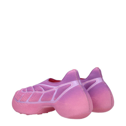 Rear view of Givenchy Pink Fabric Sneakers with sporty glam design and rubber sole, featuring a violet accent and mid heel