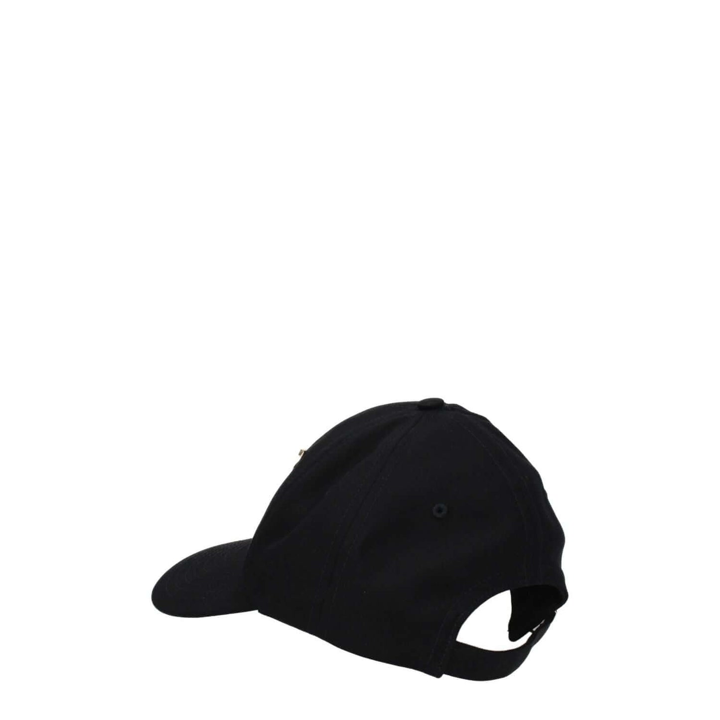 Burberry Black Cotton Cap (Baseball Hat) with adjustable strap and buckle closure, featuring logo and rhinestone embellishments.