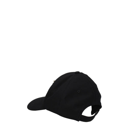 Burberry Black Cotton Cap (Baseball Hat) with adjustable strap and buckle closure, featuring logo and rhinestone embellishments.