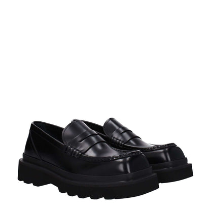Dolce & Gabbana Black Leather Slip-On Loafers