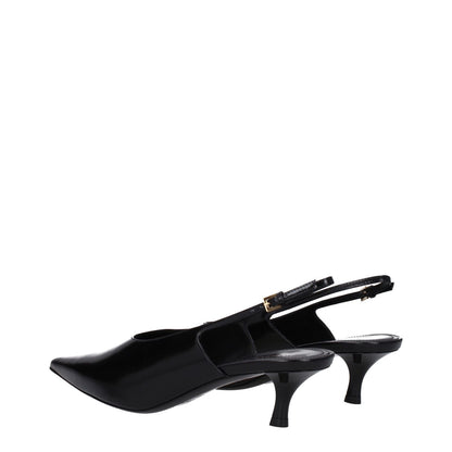 Givenchy Black Leather Mid Heel Pumps with buckle closure and pointy toe, casual style, 5.5 cm heel height, classic black leather finish.
