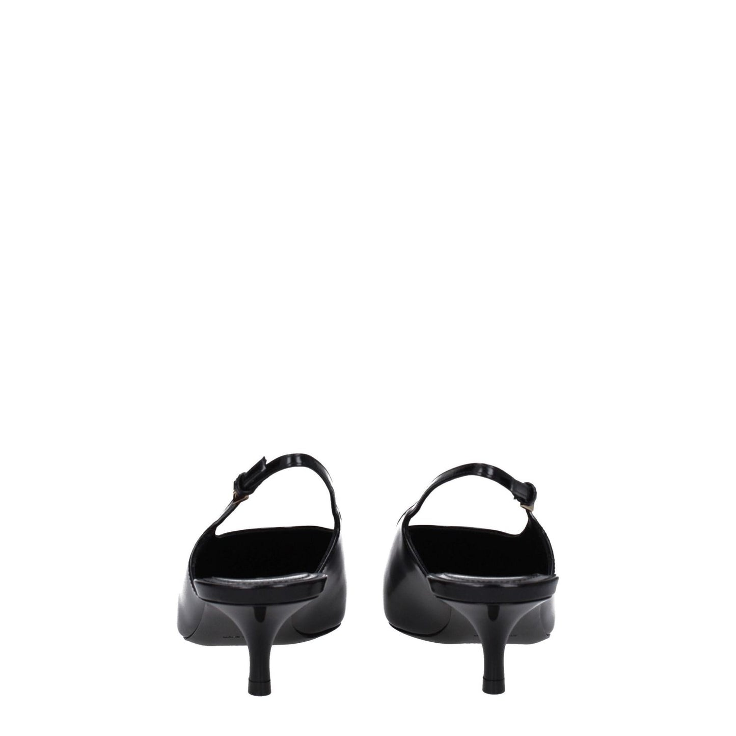 Rear view of Givenchy Black Leather Mid Heel Pumps with buckle closure and pointy toe, featuring 5.5 cm mid heels.