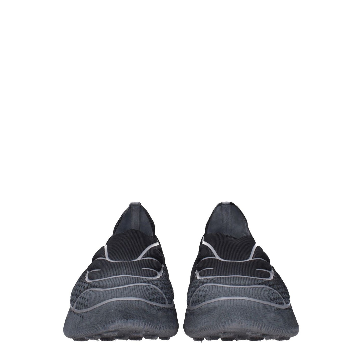 Front view of Givenchy Gray Fabric Athletic Sneakers with round toe, featuring side logo and a rubber sole for casual wear.
