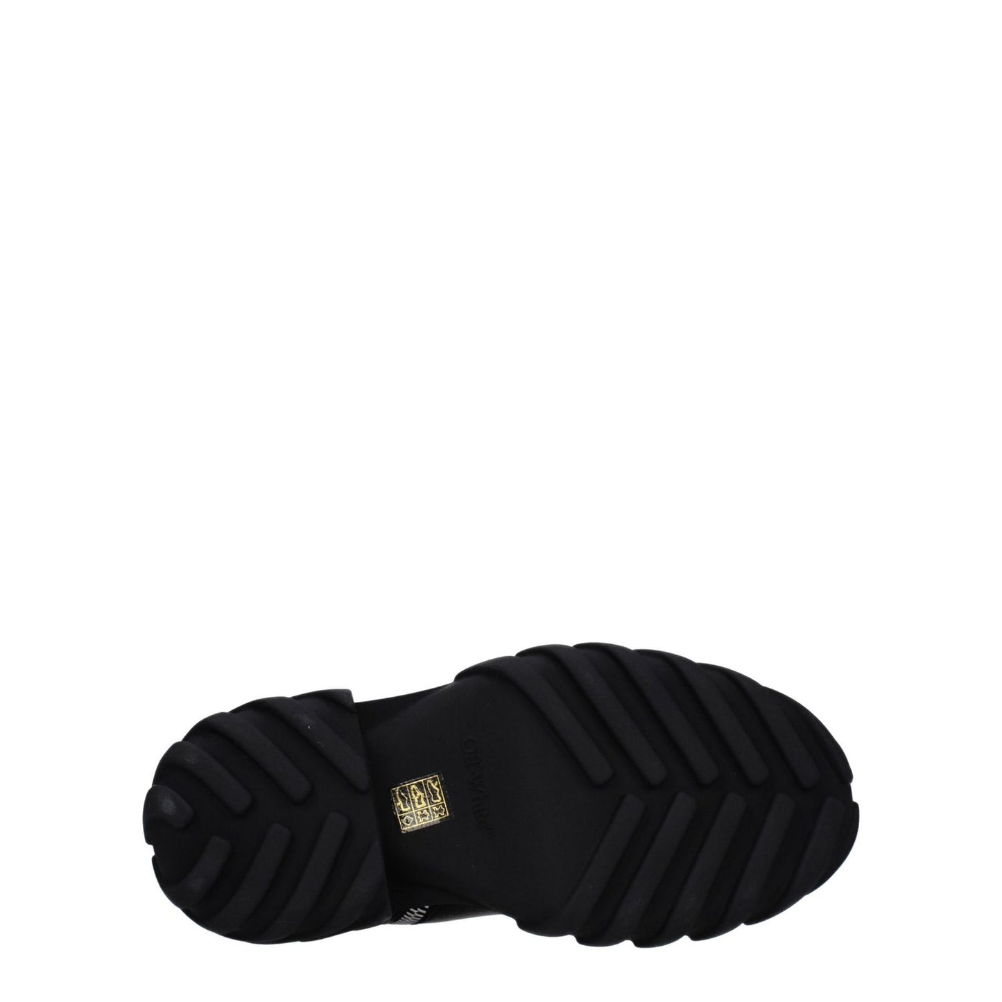 Off-White Black Leather Ankle Boots with rubber sole view and side logo, casual style, zip closure, mid heels, round toe, MPN OMID029LEA0011010