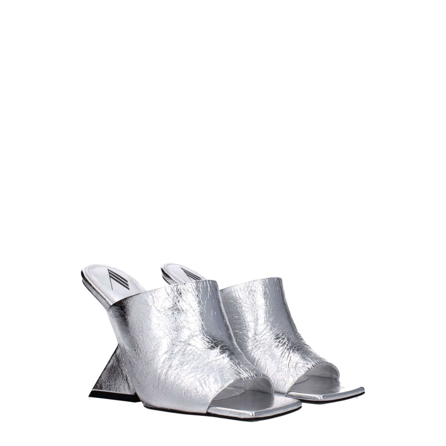 The Attico Gray Leather Platform Sandals