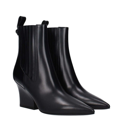 Valentino Garavani Black Leather Ankle Boots