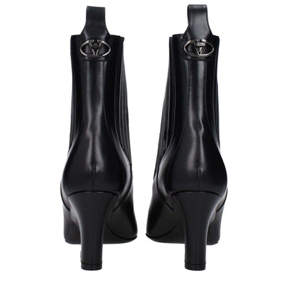 Valentino Garavani Black Leather Ankle Boots