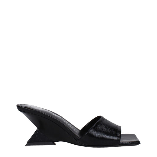 The Attico Black Leather Flat Sandals TH-15065389170953-EU36/US6
