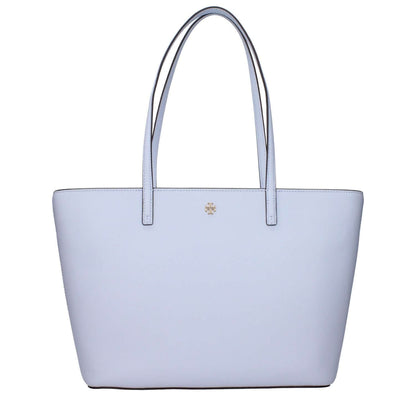 Tory Burch Light Blue Leather Shoulder Bag with logo and adjustable strap. Features removable shoulder option. MPN 159586401.