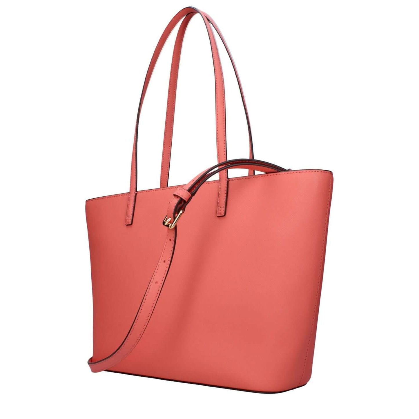 Tory Burch Pink Leather Shoulder Bag with adjustable and removable strap, featuring front logo design.