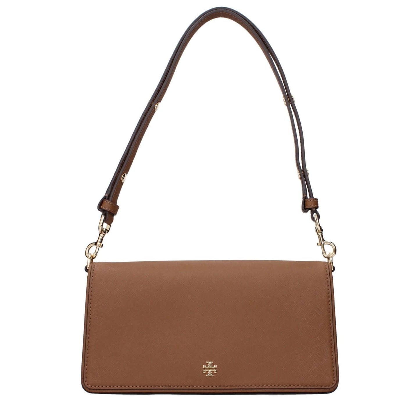 Tory Burch Brown Leather Shoulder Bag with adjustable handle and front logo, model MPN 157617909, code F83370