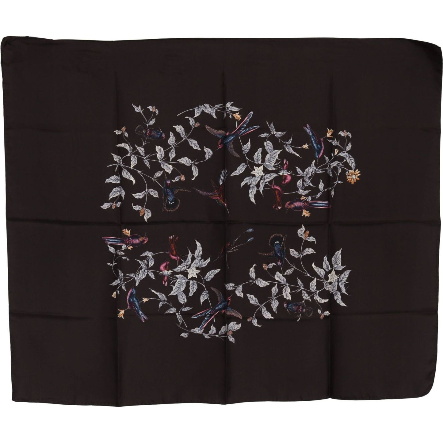 Dolce & Gabbana Brown 100% Silk Bird Print Wrap 80cm X 95cm RRP Scarf Silk Wrap Shawls