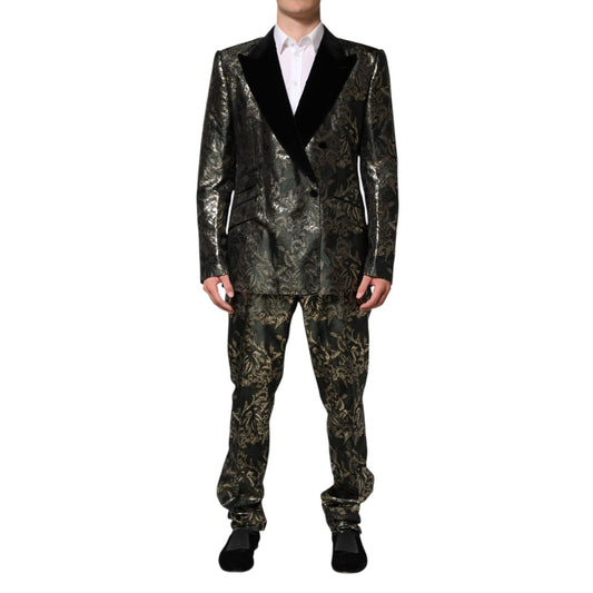 Dolce & Gabbana Metallic Floral Jacquard Silk 2 Piece Suit