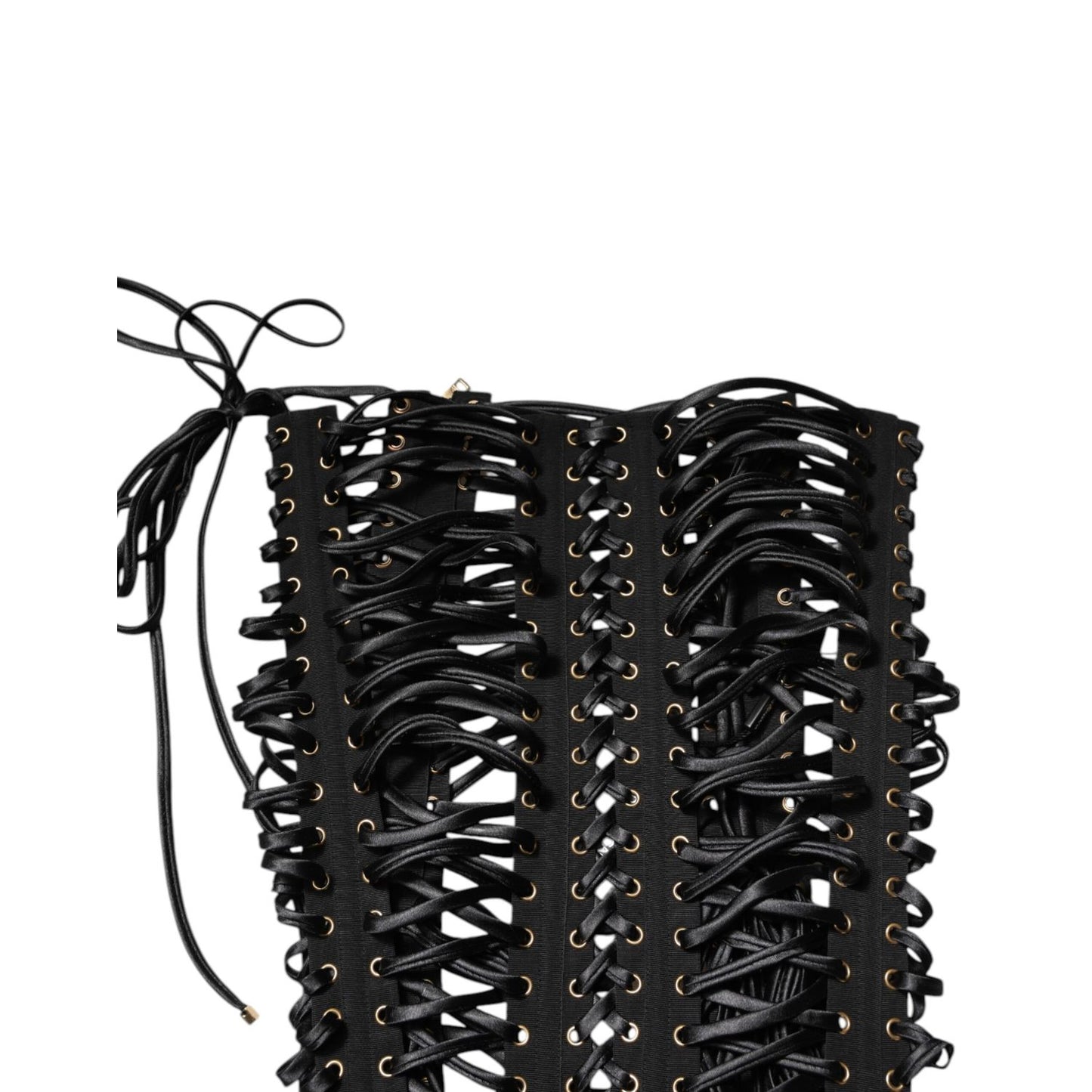 Dolce & Gabbana Black Eyelet Embellished Corset Style Top