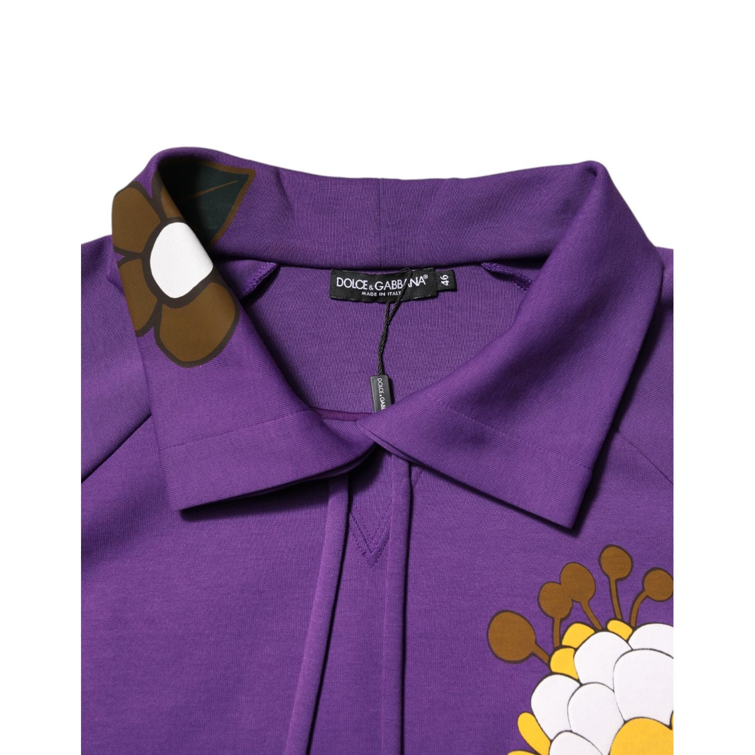Dolce & Gabbana Purple Floral Print Cotton Long Sleeves Top