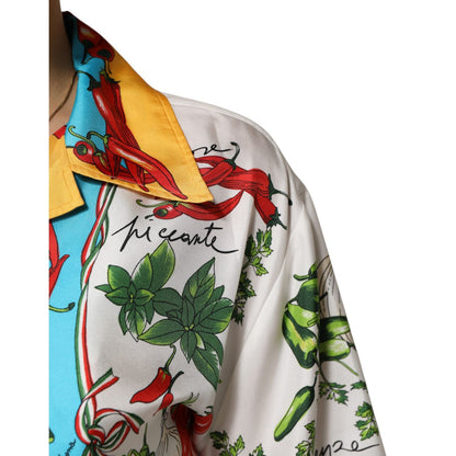 Dolce & Gabbana Multicolor Chili Silk Cropped Blouse Top Dolce & Gabbana