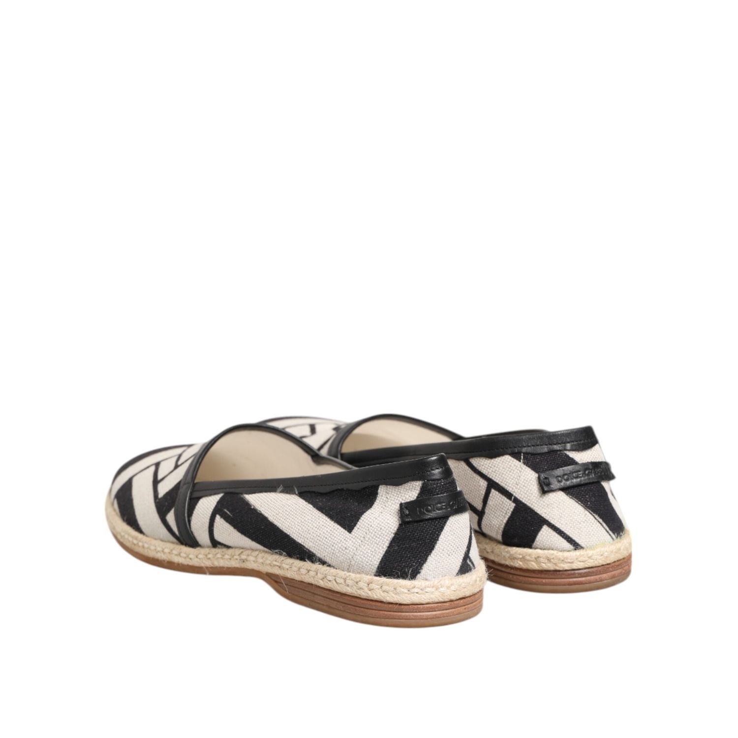 Dolce & Gabbana Black White Stripes Flat Espadrille Shoes