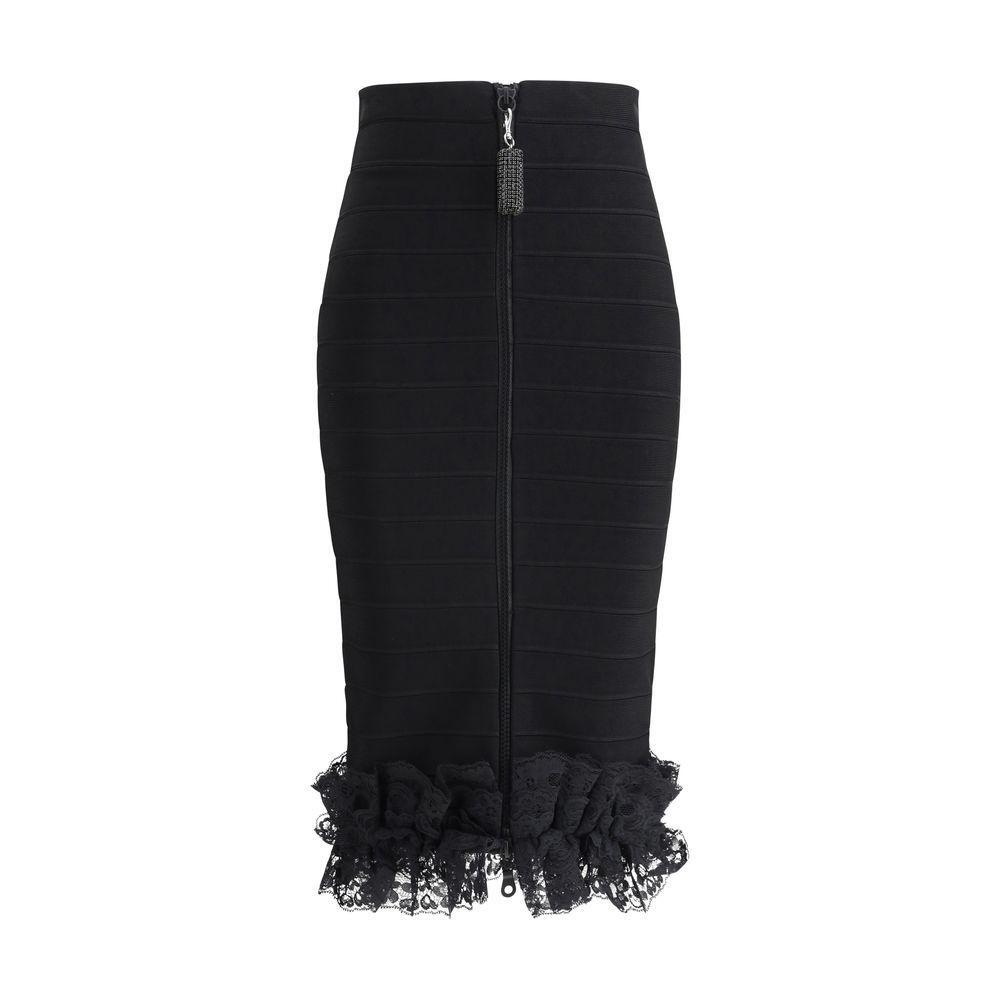 Self-Portrait Lace detail Midi Skirt SE-SS25CK003MSKBBLACK-6