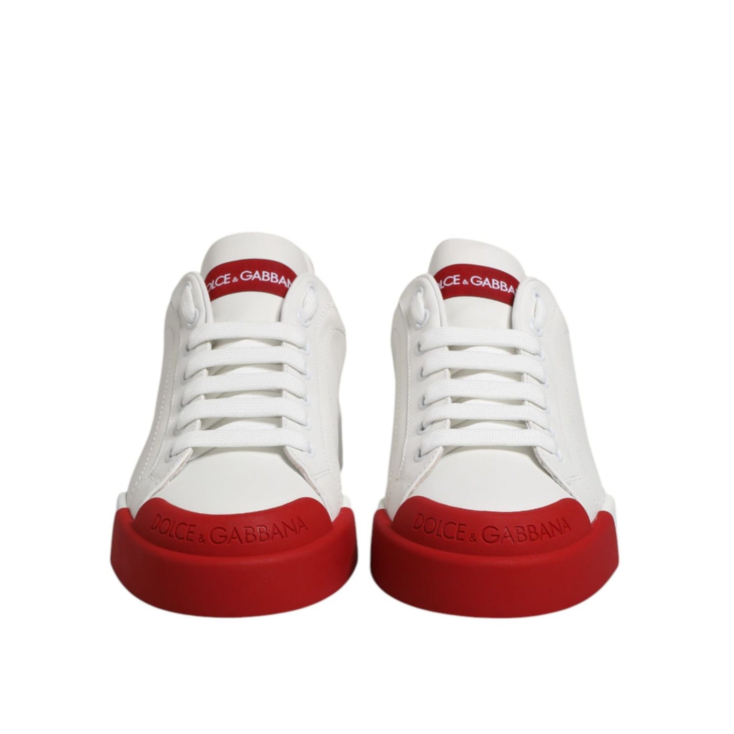Dolce & Gabbana White Leather DG Logo Low Top Sneakers Shoes