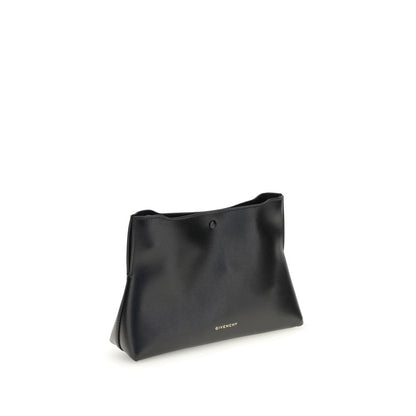 Givenchy Black Calf Leather Bos Taurus Clutch Bag with gold-printed logo and adjustable strap, 100% leather, AW25 season.