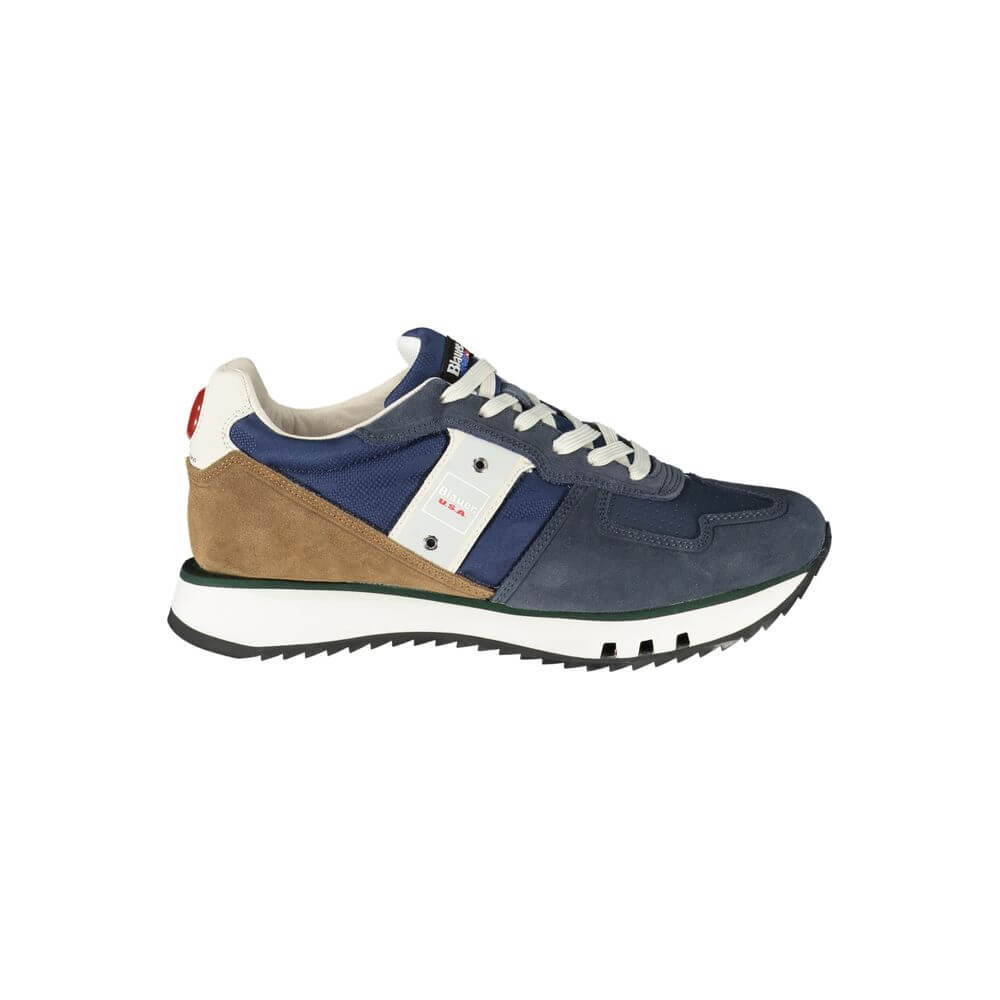 Blauer Blue Leather Men Sneaker with contrasting details and lace-up design showcasing bold style and casual sophistication.